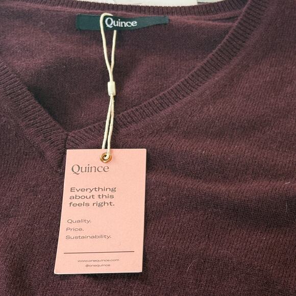 Quince 100% Cashmere V-Neck Sweater Burgundy Size XL – NWT (Flawed) - Picture 7 of 8
